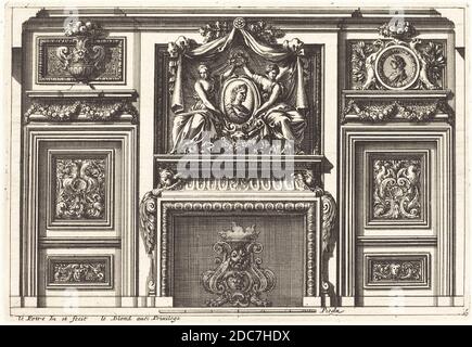 Jean Leutre, (artiste), français, 1618 - 1682, foyers et autres décorations intérieures, cheminées et autres décorations intérieures : pl.6, (série), gravure Banque D'Images