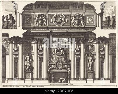 Jean Leutre, (artiste), français, 1618 - 1682, foyers et autres décorations intérieures, cheminées et autres décorations intérieures : pl.4, (série), gravure Banque D'Images
