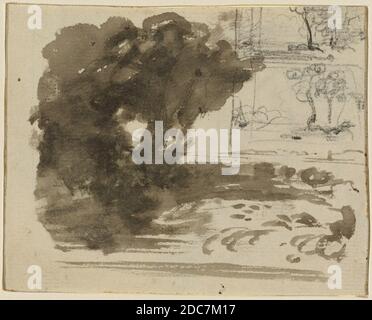 John Varley, (artiste), Britannique, 1778 - 1842, UN stand d'arbres, pinceau et lavage gris-brun avec graphite sur papier ponté, total: 9.1 x 11.6 cm (3 9/16 x 4 9/16 po Banque D'Images