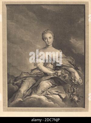 Pierre Maleuvre, (artiste), Français, 1740 - 1803, Jean-Marc Nattier, (artiste d'après), Français, 1685 - 1766, Flore a son levier, gravure Banque D'Images