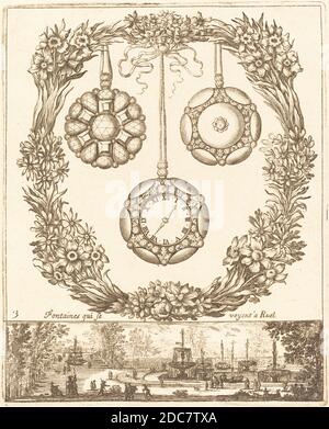 François le Febvre, (artiste), français, actif 1635/1657, Fontaines qui se voyent a Ruel, Livre nouveau de sorties d'orfevries : pl.3, (série), probablement 1665, gravure Banque D'Images