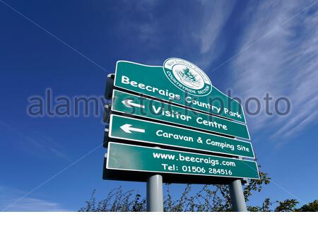 Panneau Beecraigs Country Park, Lothian occidental, Écosse Banque D'Images