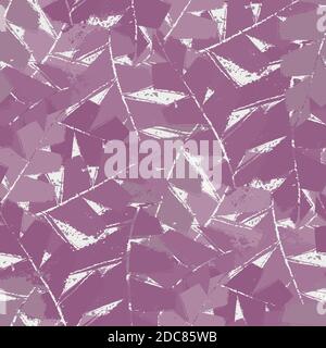 Style d'impression monochrome violet feuilles tropicales sans couture fond de motif vectoriel. Toile de fond texturée avec feuillages superposés. De manière peu parchemin Illustration de Vecteur