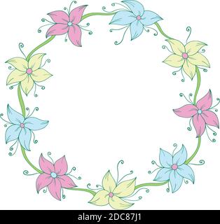Cadre floral en forme de cercle Illustration de Vecteur