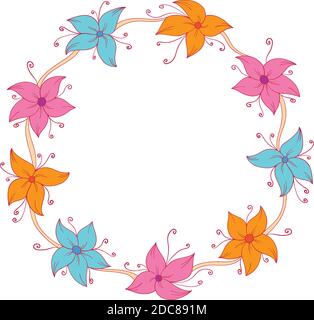 Cadre floral en forme de cercle Illustration de Vecteur