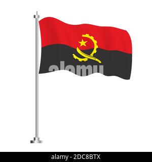 Drapeau angolais. Drapeau d'vague isolé du pays Angola. Illustration vectorielle. Jour de l'indépendance. Illustration de Vecteur