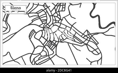 Siena Italie carte de la ville en noir et blanc en style rétro. Carte de contour. Illustration vectorielle. Illustration de Vecteur