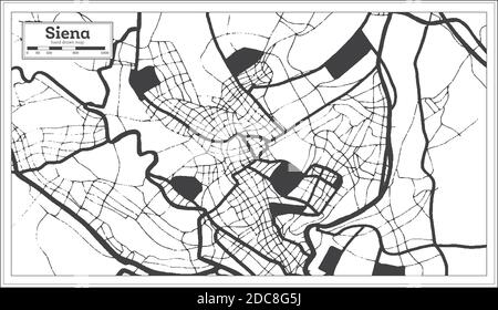 Siena Italie carte de la ville en noir et blanc en style rétro. Carte de contour. Illustration vectorielle. Illustration de Vecteur