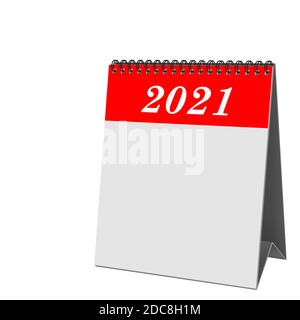 Calendrier du bureau avec couverture 2021 sur fond blanc Banque D'Images