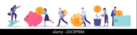 Vecteur de personnes financièrement réussies gagnant de l'argent. Concept commercial et financier Illustration de Vecteur