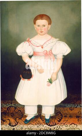 Joseph Whiting stock, (peintre), cuisine américaine, 1815 - 1855, fille de réticule et de rose, c. 1840, huile sur toile, hors tout : 118.6 x 75 cm (46 11/16 x 29 1/2 po Banque D'Images