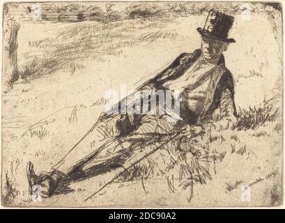 James McNeill Whistler, (artiste), cuisine américaine, 1834 - 1903, Greenwich Pensioner, 1859, gravure en noir sur papier à poser, assiette : 9.8 x 13.3 cm (3 7/8 x 5 1/4 po), feuille : 26.5 x 36.5 cm (10 7/16 x 14 3/8 po Banque D'Images