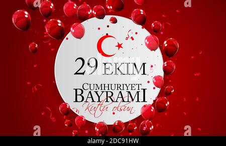 29 Ekim Cumhuriyet Bayrami kutlu olsun. Traduction: 29 octobre Journée de la République la Turquie et la Journée nationale en Turquie, joyeuses fêtes. Illustration Banque D'Images