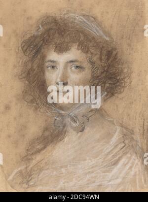 Sir Joshua Reynolds, (artiste), Britannique, 1723 - 1792, tête et buste d'une femme, charbon de bois avec pastel sur papier ponté, total (approximatif): 30.6 x 23.7 cm (12 1/16 x 9 5/16 po Banque D'Images