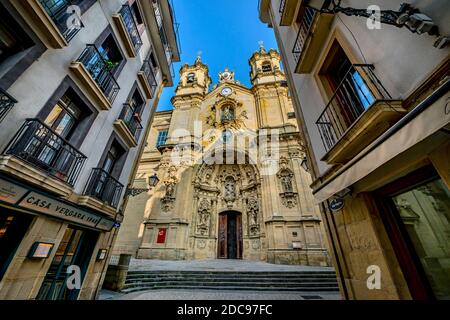 ESPAGNE, SAN SEBASTIAN, OKT, 24, 2020 : la basilique Sainte-Marie de Coro dans la vieille ville de Saint-Sébastien, pays Basque, Espagne Banque D'Images