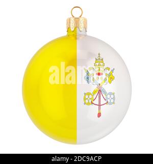 Boule de Noël avec drapeau du Vatican, rendu 3D isolé sur fond blanc Banque D'Images