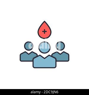 Donneurs personnes icône, couleur, ligne, contour signe vecteur, pictogramme de style linéaire isolé sur blanc. Symbole, illustration du logo. Contour modifiable. Pixel perf Illustration de Vecteur
