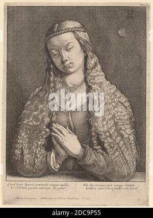 Venceslaus Hollar, (artiste), Bohemian, 1607 - 1677, Albrecht Dürer, (artiste d'après), allemand, 1471 - 1528, Katharine Furlegerin, 1646, gravure Banque D'Images