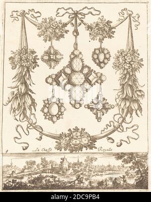 François le Febvre, (artiste), français, actif 1635/1657, la chasse royalle, Livre nouveau de toutes sortesd'ouvrages d'orfevries : pl.9, (série), probablement 1665, gravure Banque D'Images