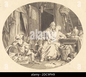 Nicolas Delaunay, (artiste), Français, 1739 - 1792, Sigmund Freudenberger, (artiste d'après), Suisse, 1745 - 1801, la félicité villageoise, 1784, gravure Banque D'Images