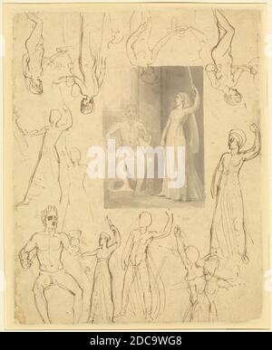 Thomas Stothard, (artiste), British, 1755 - 1834, Design for a Book Illustration of Circe and Odysseus, c. 1803, stylo et encre grise et brune avec lavage gris sur graphite sur papier vélin, hors tout : 23.3 x 18.6 cm (9 3/16 x 7 5/16 po Banque D'Images