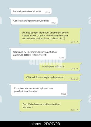 Fenêtre de discussion sur les réseaux sociaux, bulle de dialogue vectoriel avec texte Illustration de Vecteur