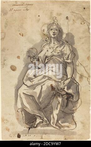 Cherubino Alberti, (artiste), Roman, 1553 - 1615, Justice, stylo et encre brune avec gris laver sur la craie noire sur papier ponté, total: 30 x 19.1 cm (11 13/16 x 7 1/2 po Banque D'Images