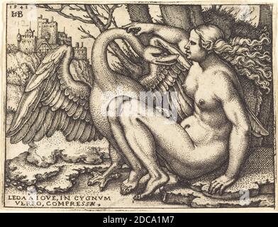 Sebald Beham, (artiste), allemand, 1500 - 1550, Leda et le Swan, 1548, gravure Banque D'Images