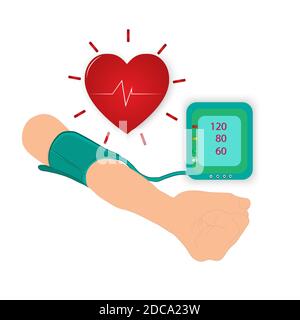 Appareil numérique pour mesurer la pression de l'équipement médical, de diagnostiquer l'hypertension, cœur, illustrations vectorielles concept healtycare Illustration de Vecteur