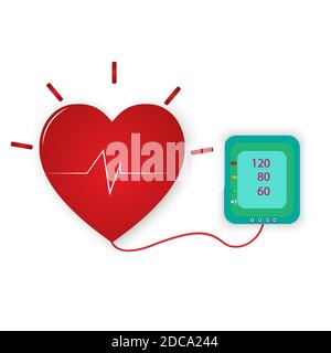 Appareil numérique pour mesurer la pression de l'équipement médical, de diagnostiquer l'hypertension, cœur, illustrations vectorielles concept healtycare Illustration de Vecteur