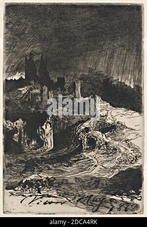 Victor Hugo, (artiste), français, 1802 - 1885, Paysage, 1868, gravure Banque D'Images