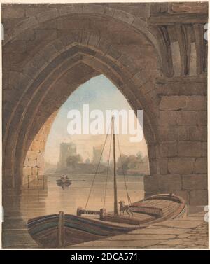 John Varley, (artiste), British, 1778 - 1842, regardant sous le pont, aquarelle sur graphite sur papier vélin, total: 28.4 x 23.7 cm (11 3/16 x 9 5/16 po Banque D'Images