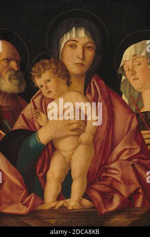 Artiste anonyme, (peintre), Giovanni Bellini, (artiste apparenté), Venetian, c. 1430/1435 - 1516, Madonna et l'enfant avec les saints, c. 1490/1500, l'huile sur le panneau est transférée d'abord sur la toile puis sur le bois, hors tout : 75.5 x 50.8 cm (29 3/4 x 20 po Banque D'Images