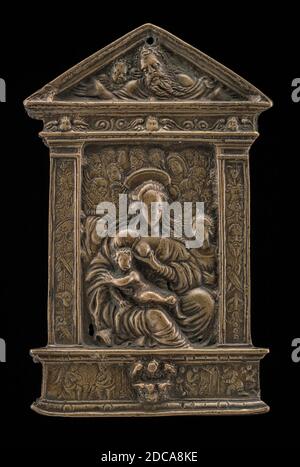 Moderno, (artiste), Veronese, 1467 - 1528, Madonna et enfant avec Saints, fin du 15ème - début du 16ème siècle, bronze, total: 11.3 x 7.2 cm (4 7/16 x 2 13/16 in.) poids brut: 103 gr Banque D'Images