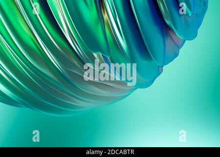 Rendu 3D d'arrière-plan abstrait, surface métallique ondulée incurvée, toile de fond luxueuse Banque D'Images