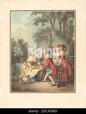 Louis-Marin Bonnet, (artiste), français, 1736 - 1793, Jean-Baptiste Hüet, (artiste d'après), français, 1745 - 1811, le Déjeunesse, gravure en couleur Banque D'Images