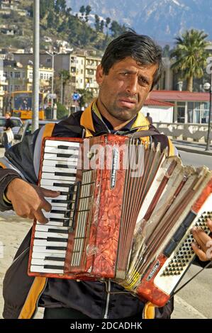 Musicien, Berat, sud de l'Albanie Banque D'Images