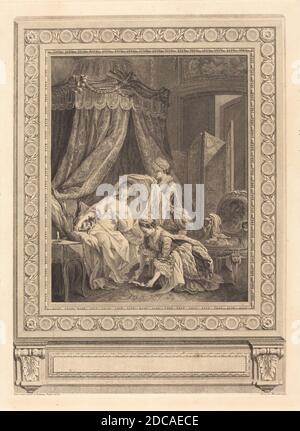 Jean Massard, (artiste), français, 1740 - 1822, Pierre-Antoine Baudouin, (artiste d'après), français, 1723 - 1769, le levier, 1771, gravure et gravure Banque D'Images