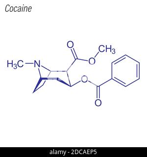 Formule squelettique de cocaïne. Molécule chimique de médicament. Illustration de Vecteur