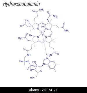 Formule squelettique d'hydroxocobalamine. Molécule chimique de médicament. Illustration de Vecteur
