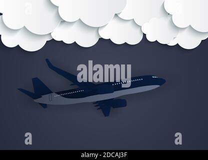 Résumé nuages avec vol réaliste 3D avion Illustration. Banque D'Images