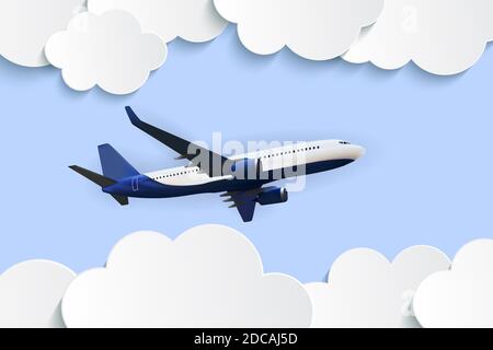 Résumé nuages avec vol réaliste 3D avion Illustration. Banque D'Images