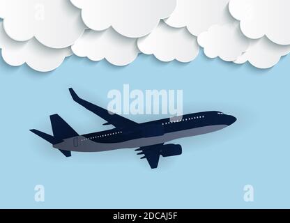Résumé nuages avec vol réaliste 3D avion Illustration. Banque D'Images