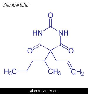 Formule squelettique de Secobarbital. Molécule chimique de médicament. Illustration de Vecteur