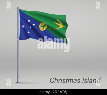 Drapeau de l'île Christmas - État de l'Australie sur le mât. Modèle pour le jour d'indépendance Illustration de Vecteur