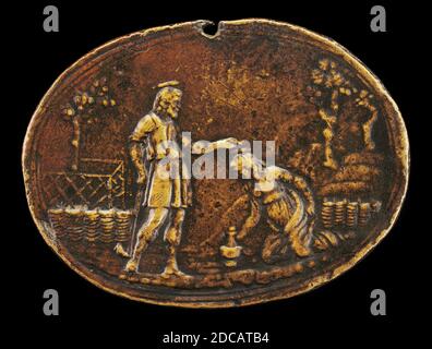 Valerio Belli, (artiste), italien, 1468 - 1546, Noli me Tangere, bronze/patine marron moyen (frottée sur les figures), hors tout (ovale): 4 x 5.4 cm (1 9/16 x 2 1/8 in.) poids brut: 30 gr Banque D'Images