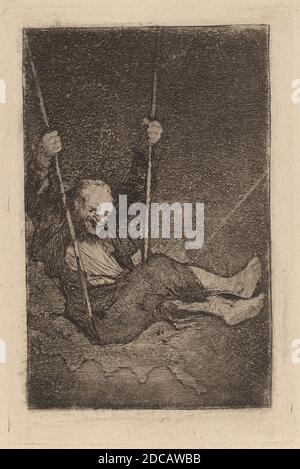 Francisco de Goya, (artiste), espagnol, 1746 - 1828, Old Man on a Swing, c. 1826/1828, gravure, aquatint bruni et/ou lavis sur papier épais Banque D'Images