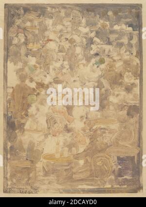 Maurice Prendergast, (artiste), cuisine américaine, 1858 - 1924, Outdoor Cafe Scene, 1900/1905, monotype Banque D'Images