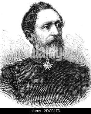 Karl Konstantin Albrecht Leonhard Graf von Blumenthal, 30 juillet 1810 - 21 décembre 1900, un maréchal prussien, dont on se souvient surtout pour son intervention décisive à la bataille de Königgrätz en 1866, ses victoires à Wörth et Weißenburg, Et surtout son refus de bombarder Paris en 1870 pendant le siège / Karl Konstantin Albrecht Leonhard von Blumenthal, ab 1883 Graf von Blumenthal, 30. Juillet 1810 - 21. Dezember 1900, war ein preußischer Generalfeldmarschal, Historisch, historique, numérique reproduction améliorée d'un original du 19ème siècle / digitale Reproduktion einer Originalvorla Banque D'Images