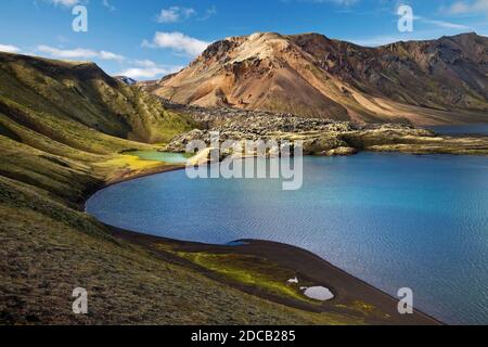 lac Frostastastadavatn, Islande, Landmannalaugar, Parc national de Fjallabak, Frostastastadavatn Banque D'Images